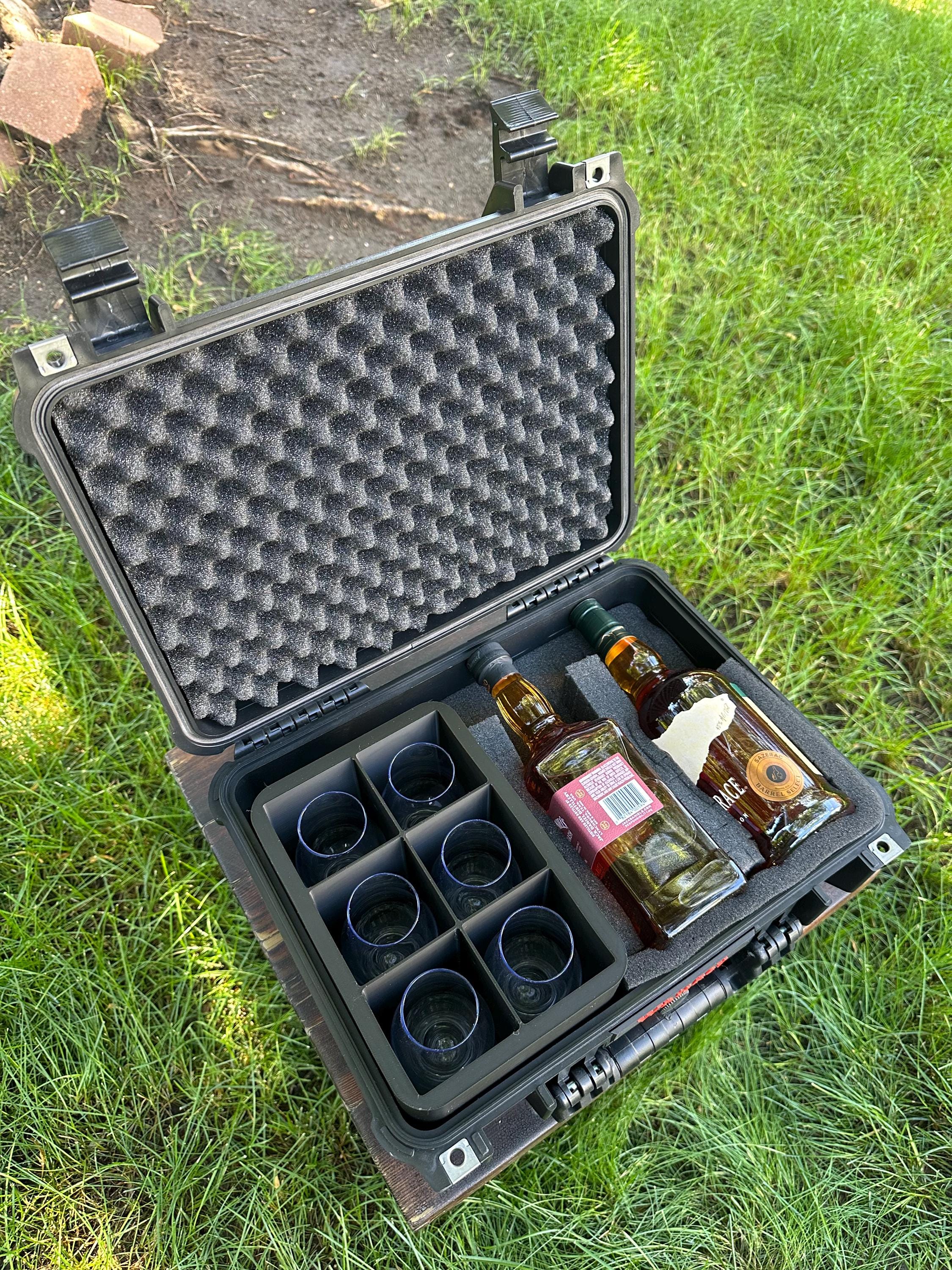 Whiskey/liquor Travel Case Glencairn Holder 2 Bottles - Etsy