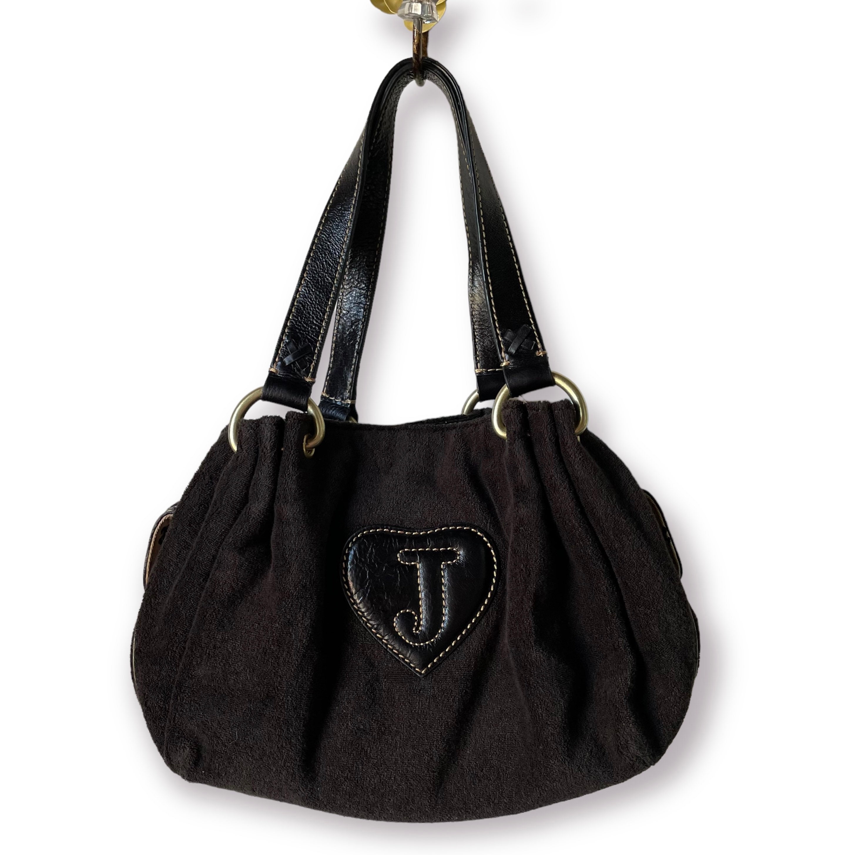 Vintage Juicy Couture Bag Y2K Black Velour Huge Charm -  Hong Kong