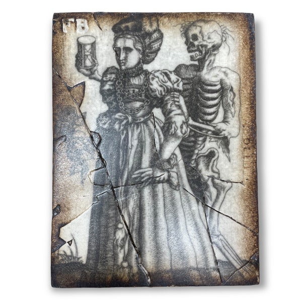 Sid Dickens T-119 Time and the Maiden 2003 Memory Block Tile Rare T 119 Wall Art Skeleton Woman Collectible Retired Limited Edition Vintage