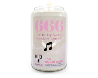 Large 13.75oz Angel Number 666 Harmony Sounds Good Candle, Angel Number Candles, 666 Candle, Angelcore Candle, Music Note Candle