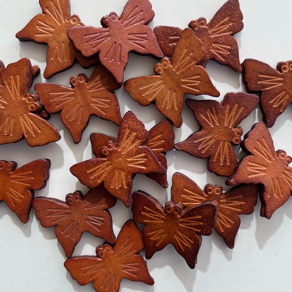 Leather Butterfly Beads, Stamped Leather Beads, Unique Butterfly Beads, Boho Beads for DIY, Jewelry Making, Fashion Accessories