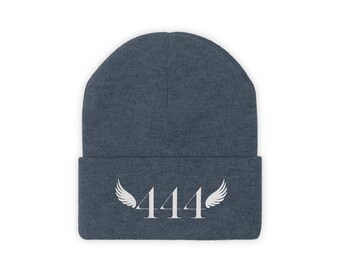 Angel Number 444 Embroidered Beanie, Angelcore Knit Hat, Angel Numbers Kit Beanie, 444 Hat