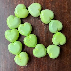 Green Turquoise Heart Beads, 34mm Oversized DIY Beads, Maximalist Jewelry Supply, Composite Quartz Heart Beads Strand for Makers