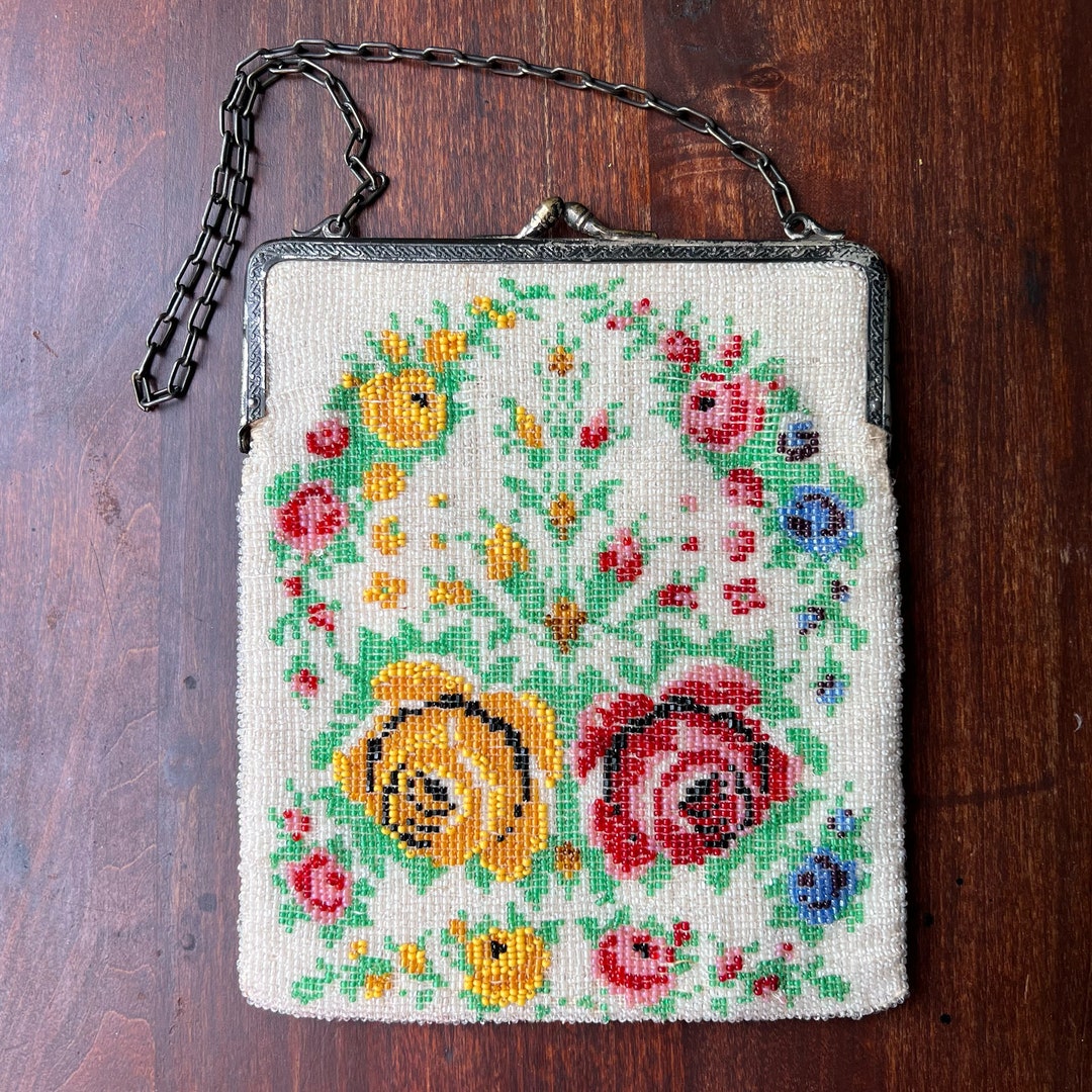 Pink Stripe Beaded Purse