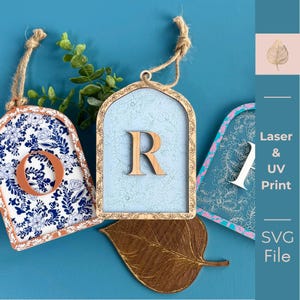 Talavera-Chinoiserie inspired Ornament, Laser cut, UV printed, SVG