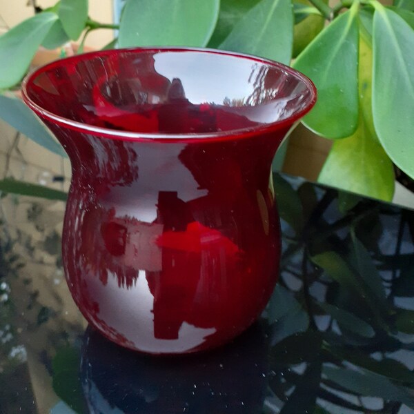 Ruby Red Glass Candle Holders Etsy