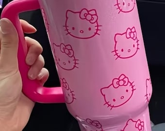 Botella de agua térmica de Hello Kitty: vaso de acero inoxidable de 40 oz con tapa y pajita, aislamiento al vacío de doble pared, ¡una taza increíble!