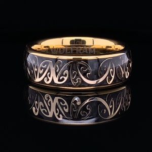 The Golden Koru Ring, Tungsten Ring, Wedding Band, Engagement Ring, Mens, Wolfram