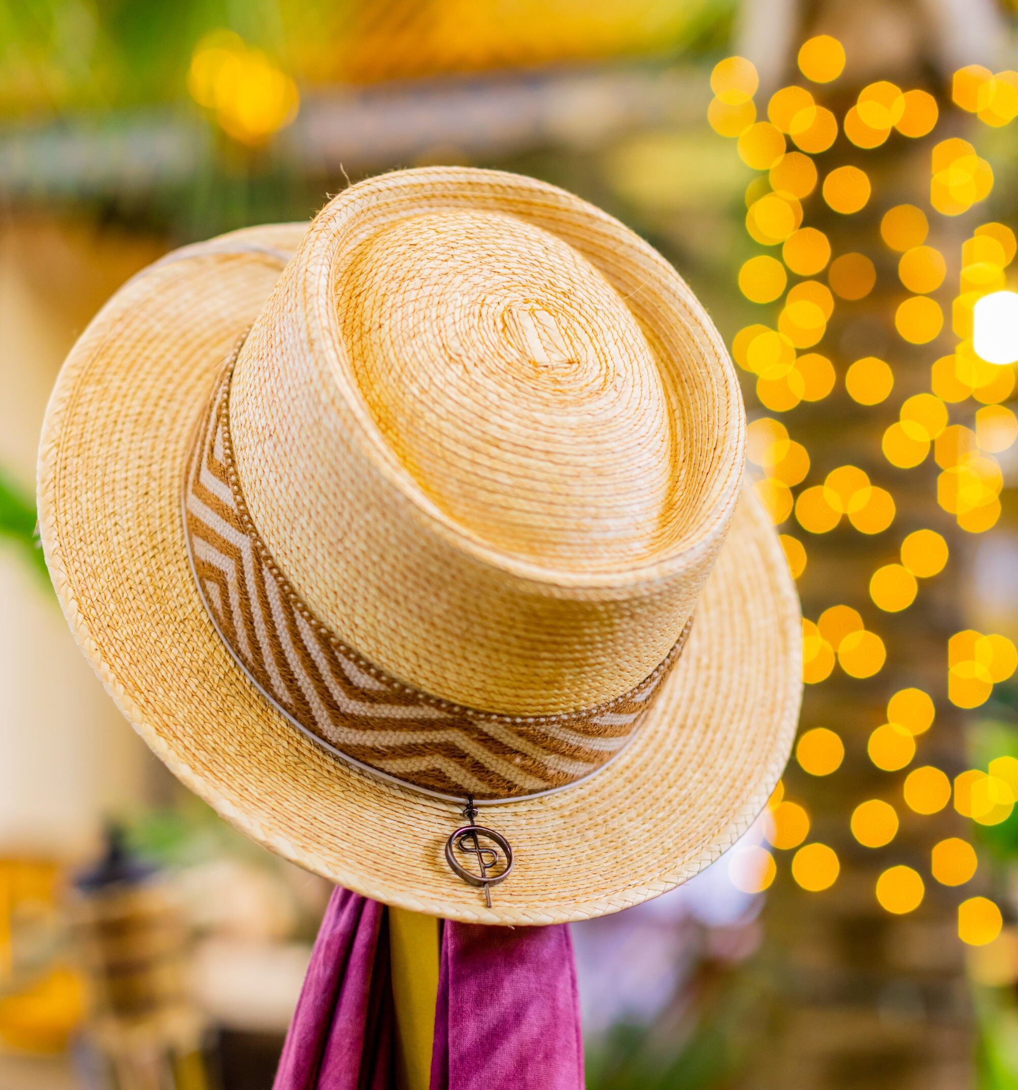 Vintage Gumarcaah Handwoven Palm Straw Hat Small Open Road Guatemalan Palm Leaf Straw Hat (6 7/8) Natural at  main image 2