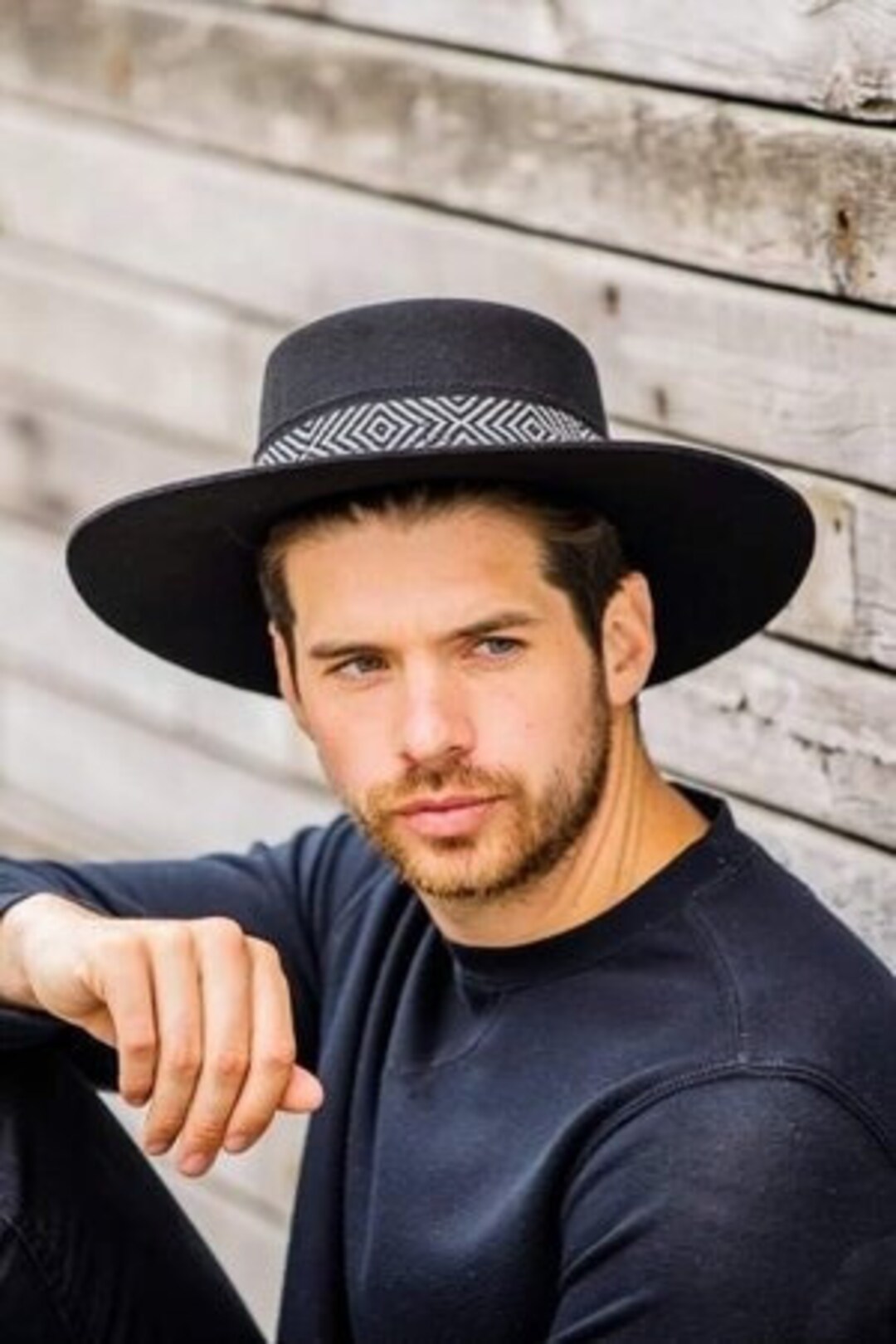 ハット Alexia Alvarez De Toledo Handcrafted Black Wool Hat With Alexia Alvarez De Toledo Handmade Wool Hat With Wide Brim