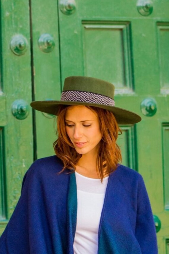 Green Spanish Style Hat Unisex Green 