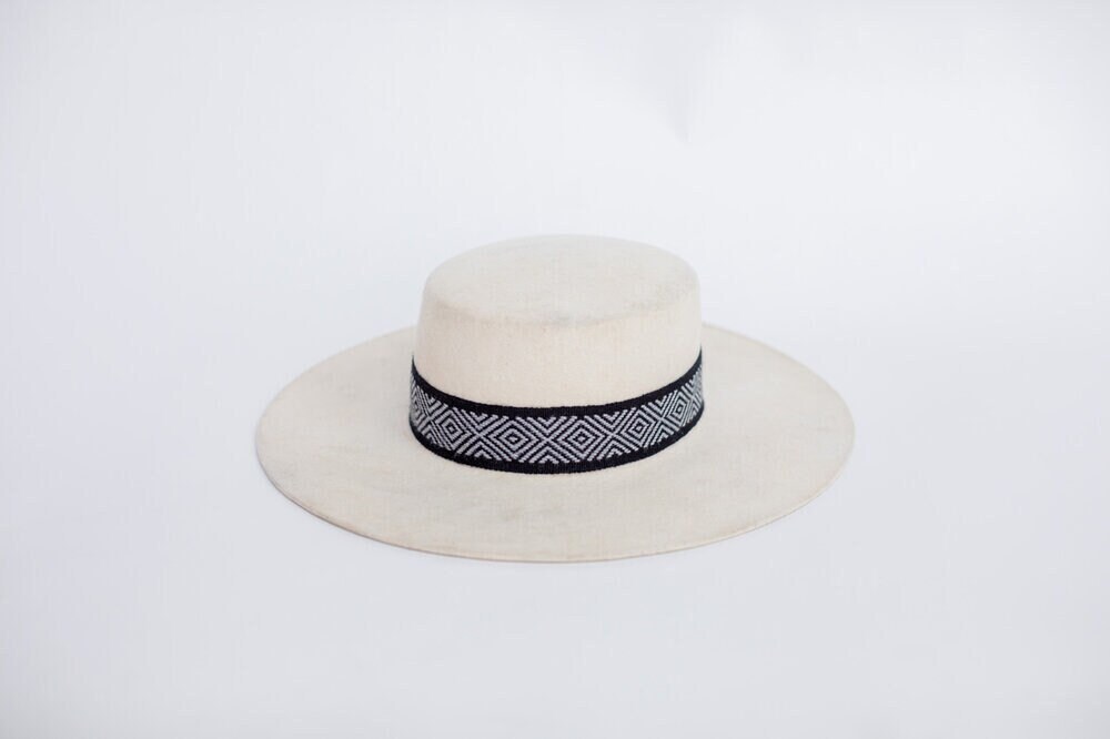 White Boater Hat Unisex Spanish Style 