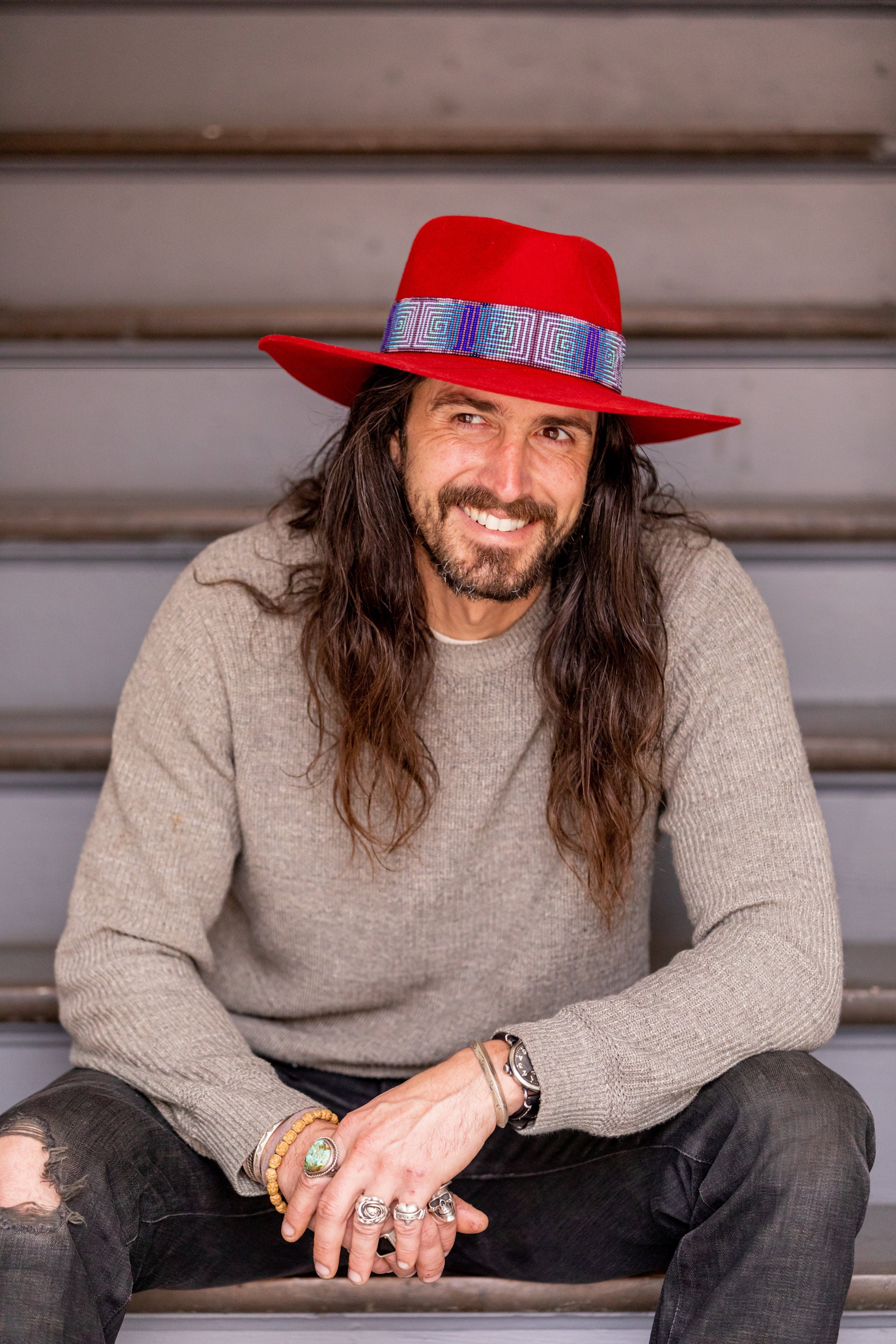 Peruvian Alpaca Wool Woven Wide Brim Rancher Hat Handwoven Vintage Red Western Alpaca Wool Hat | Andean Wide Brim Rancher  main image 2