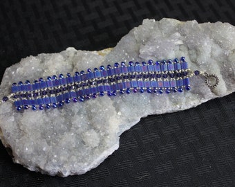 Purple/Swarovski Crystals/ Hand Beaded/ Bracelet/Gift/Special occasion