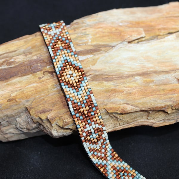 Hand beaded Loom & Weave Wrap Bracelet/Boho Style/Hippy/Gifts/Holidays/Seed Beads/Unique design/button Clasp/Comfort/Pastel colors