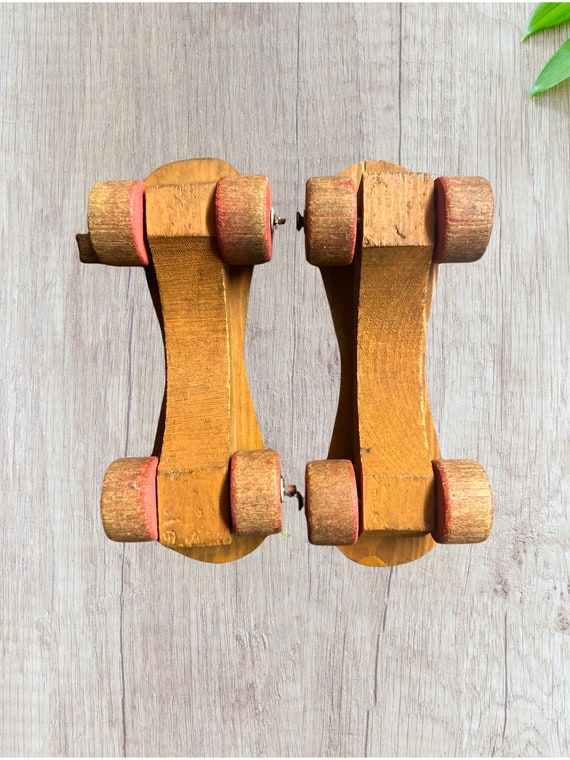 Antique Wood Roller Skates - image 3