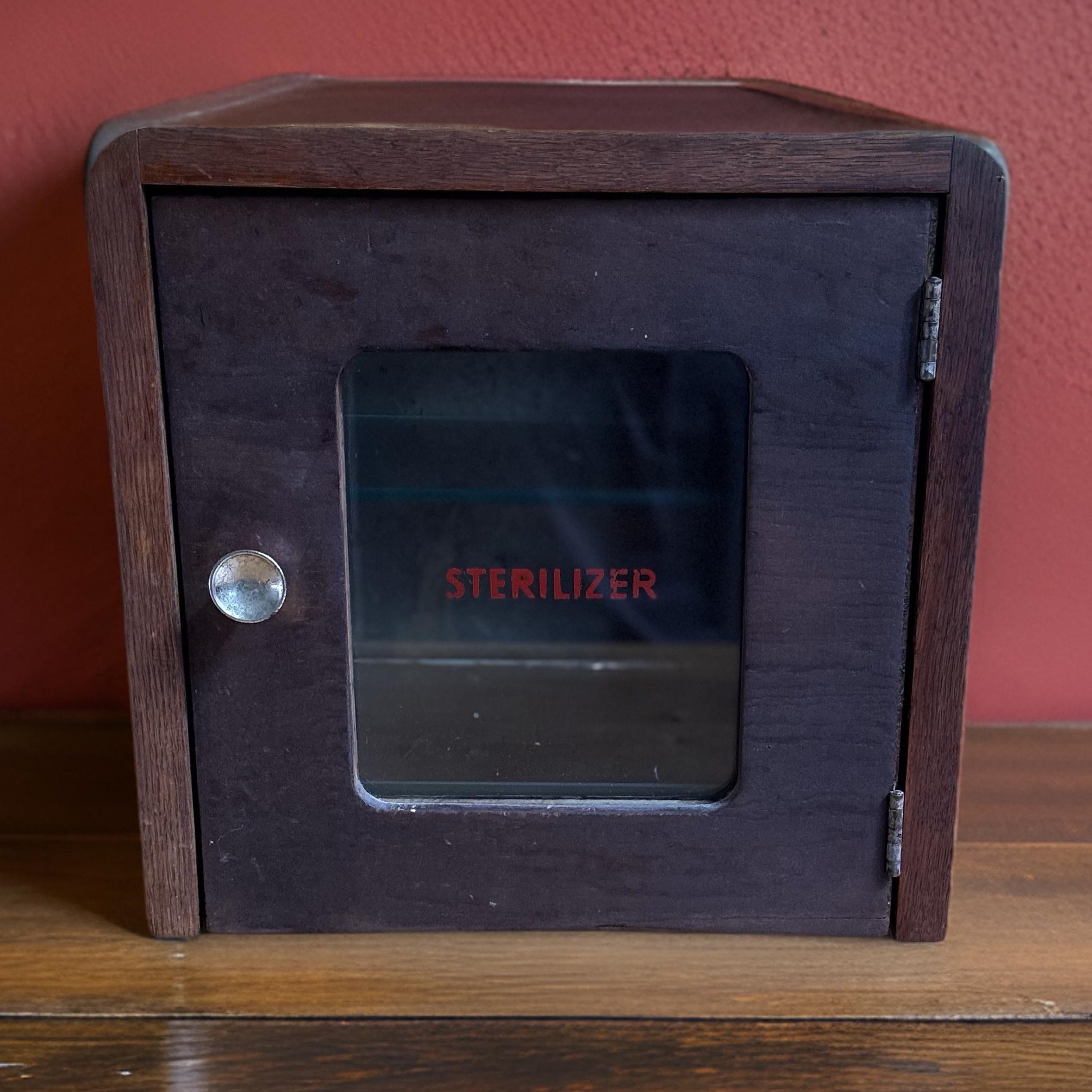 Vintage Sterilizing Case – Antique Wooden Medical Cabinet