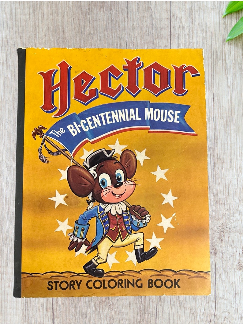 Large Vintage Coloring Book Hector the Bicentennial Mouse Story - Etsy