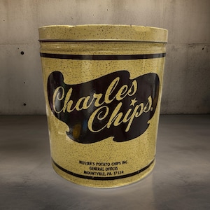 Vintage Charles Chips 16oz Tin - Classic Americana Snack Container