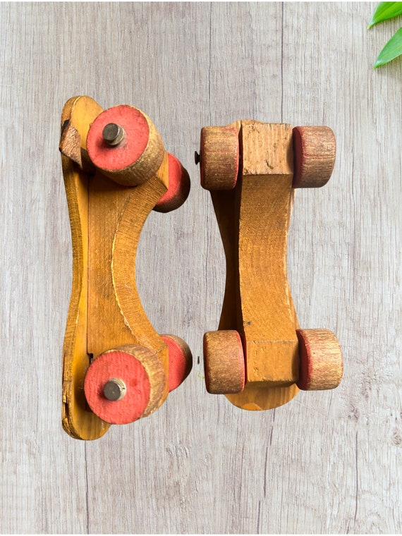 Antique Wood Roller Skates - image 4