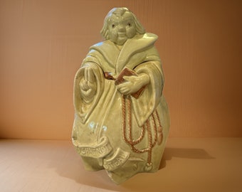 Vintage RED WING Cookie Jar "Thou Shalt Not Steal" Friar Tuck Monk 1940s Yellow