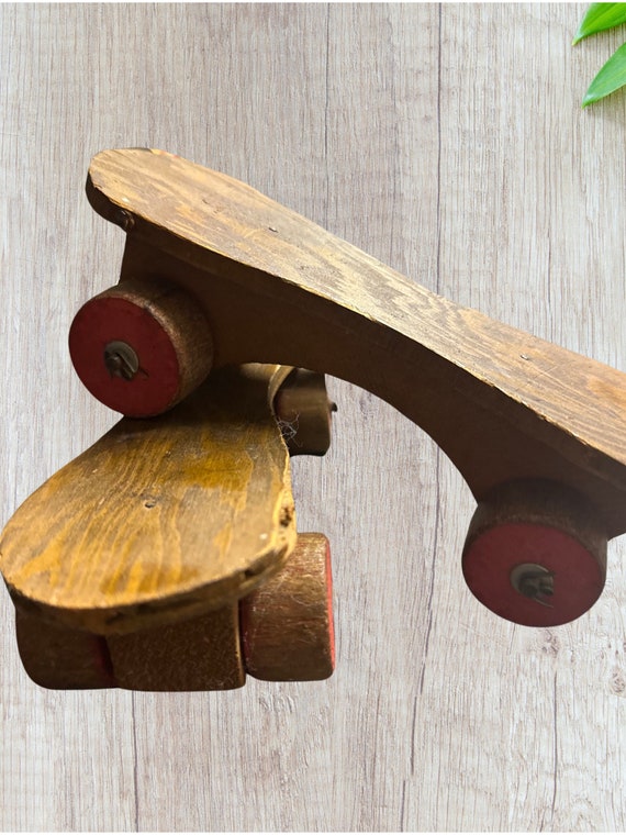 Antique Wood Roller Skates - image 2