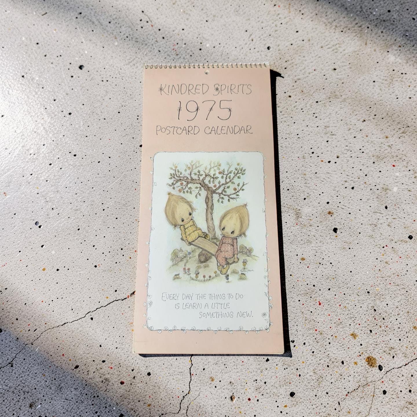 1975 Hallmark Kindred Spirits Postcard Calendar – Vintage 1970s Wall Art – Cottagecore Nursery Decor