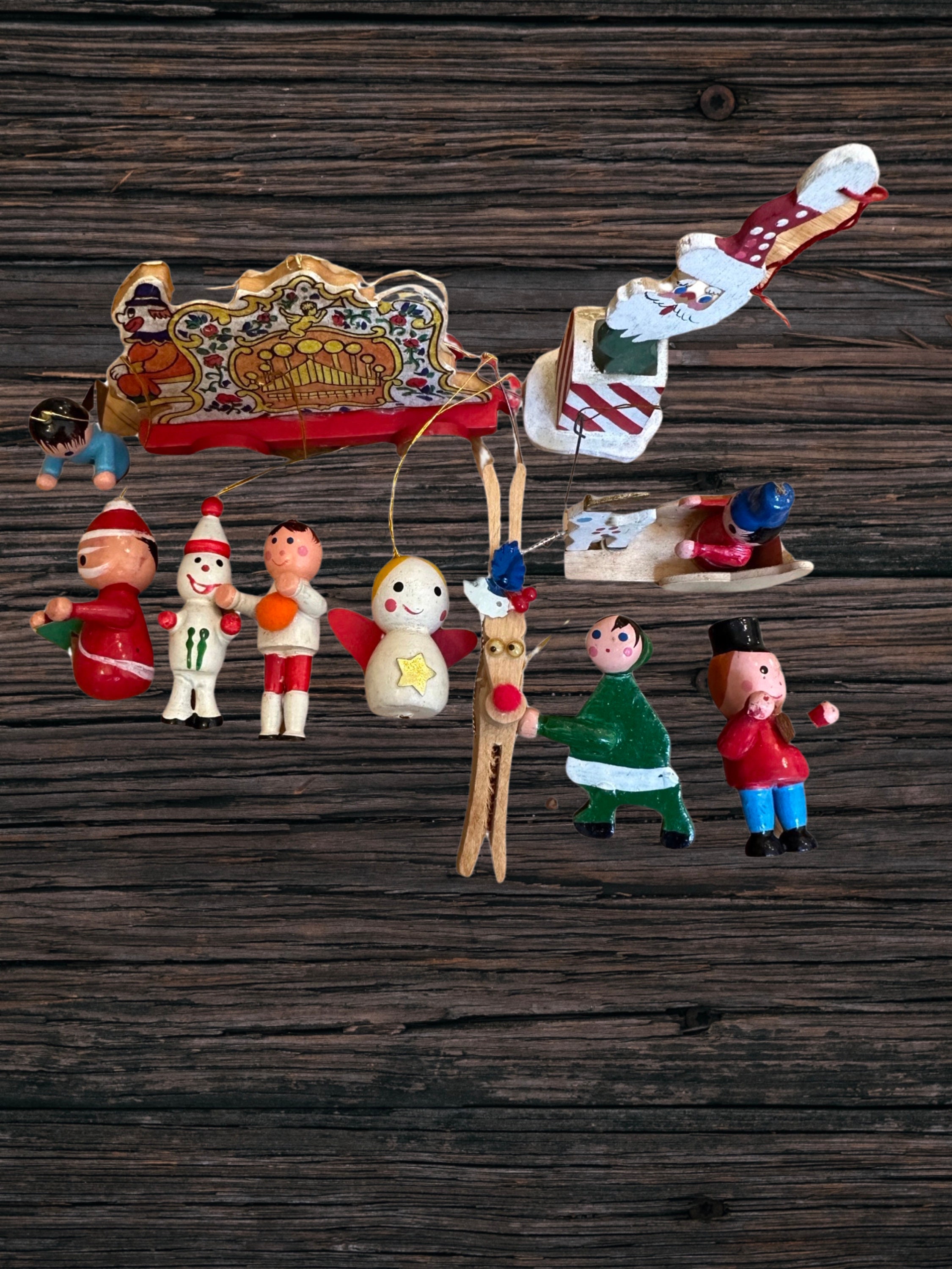 Vintage wooden christmas ornaments Clearance