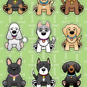 2 super süße Hundeaufkleber Bögen (9 Aufkleber pro Bogen) für den Innen- und Außenbereich - Hochwertige Welpen Haustier Tier Pudel Schäferhund