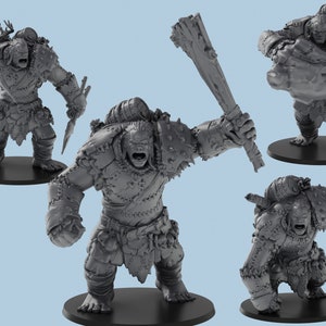 Hill Giant | 4 Poses |  3D Printed Tabletop Resin Miniatures | D&D TTRPG