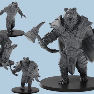 Werebear | 4 Poses |  3D Printed Tabletop Resin Miniatures | D&D TTRPG