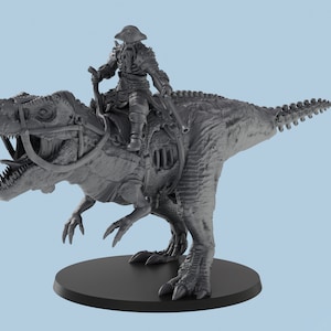 Cursed Captain Riding Undead T-Rex | 3D Printed Tabletop Miniatures | D&D TTRPG