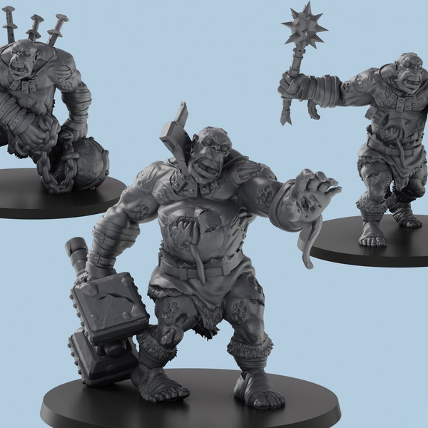 Ogre Zombie | 3 Poses |  3D Printed Tabletop Resin Miniatures | D&D TTRPG