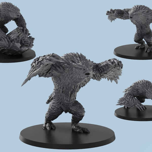 Owlbear | 4 Poses |  3D Printed Tabletop Resin Miniatures | D&D TTRPG