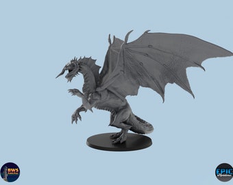 Young Black Dragon |  3D Printed Tabletop Resin Miniatures | D&D TTRPG