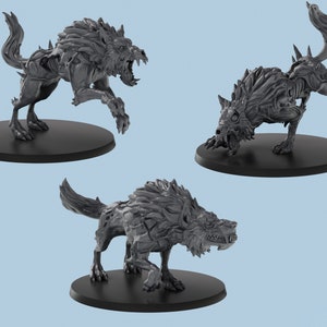 Undead Dire Wolf | 3 Poses | 3D Printed Tabletop Miniatures | D&D TTRPG