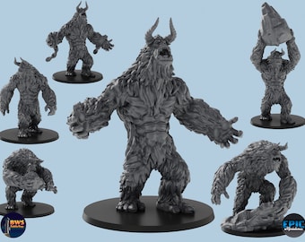 Yeti | 6 Poses | 3D Printed Tabletop Resin Miniatures | D&D TTRPG