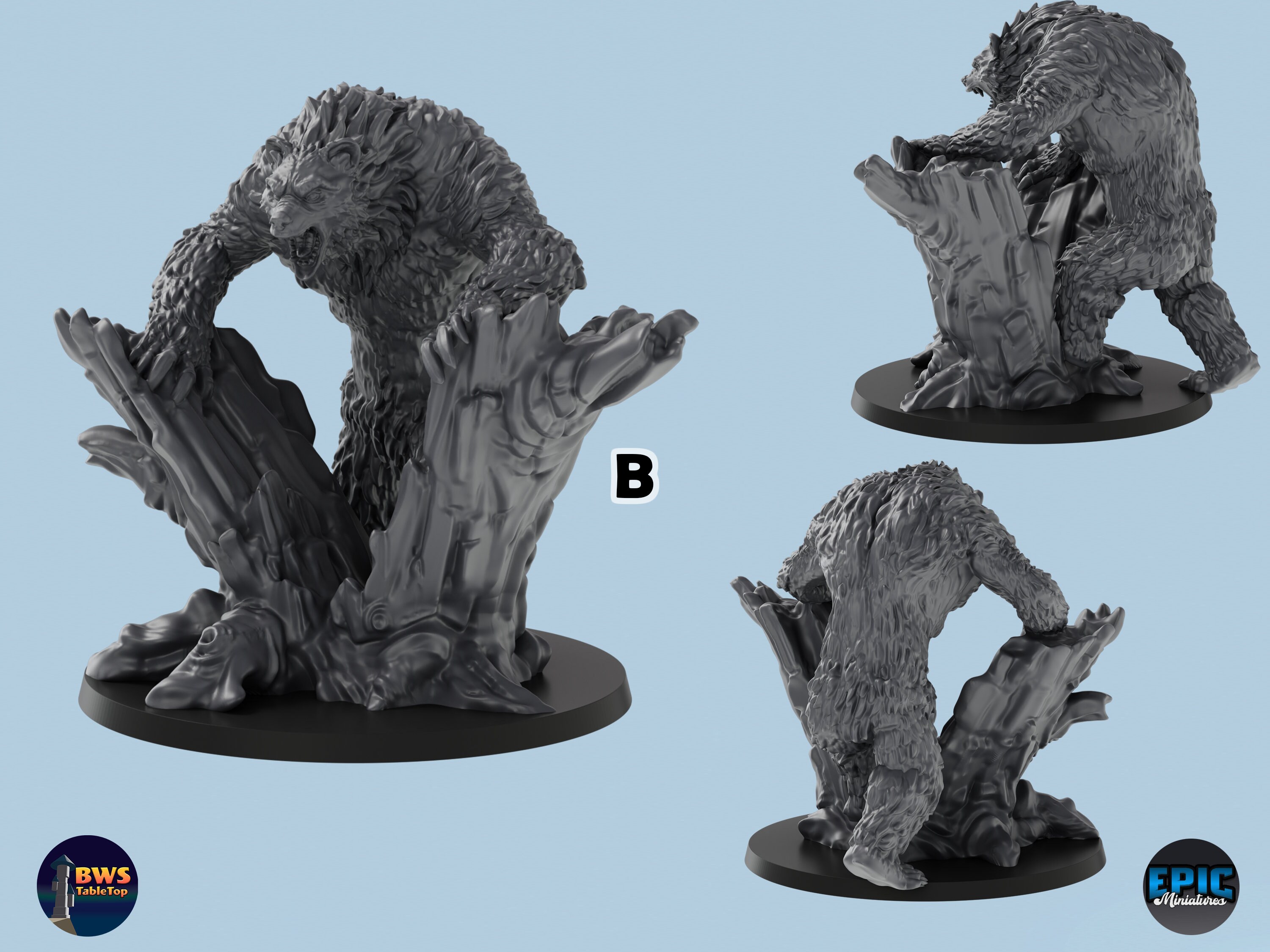 Werebear Pvc Werebear | 4 Poses | 3D Printed Tabletop Resin Miniatures | D&D TTRPG ...