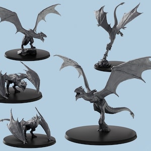 Wyvern  | 5 Poses | 3D Printed Tabletop Miniatures | D&D TTRPG