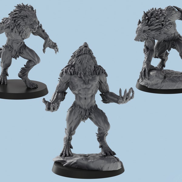 Werewolf Brute | 3 Poses |  3D Printed Tabletop Resin Miniatures | D&D TTRPG