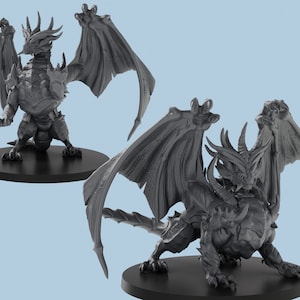 Grey Dragon | 2 Poses | 3D Printed Tabletop Resin Miniatures | D&D TTRPG