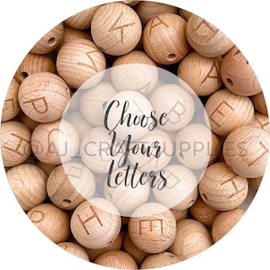 Premium 20mm Beech Wooden Round Letter Beads - CHOISISSEZ vos LETTRES , Alphabets gravés , Wood Bead Supplies Australia , Timber Letters