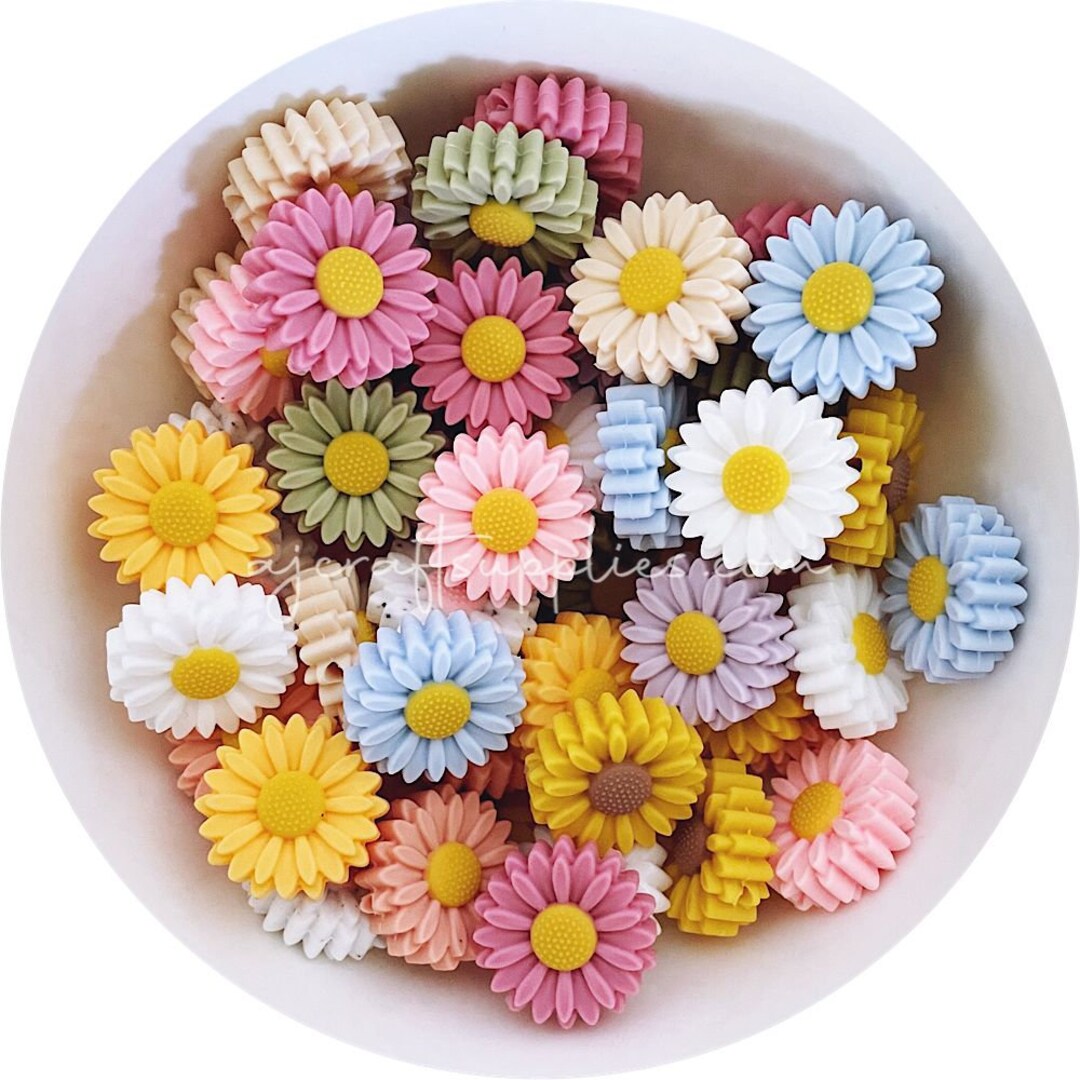 22mm Daisy Flower Silicone Beads 2 Beads Bead Supplies Etsy Australia