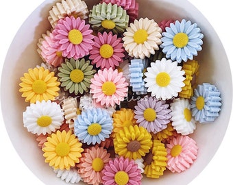 20mm Daisy Silicone Beads - CHOOSE your COLOUR | 2 beads | Premium Quality | BPA Free | Bead Supplies Australia | Sunflower flower floral