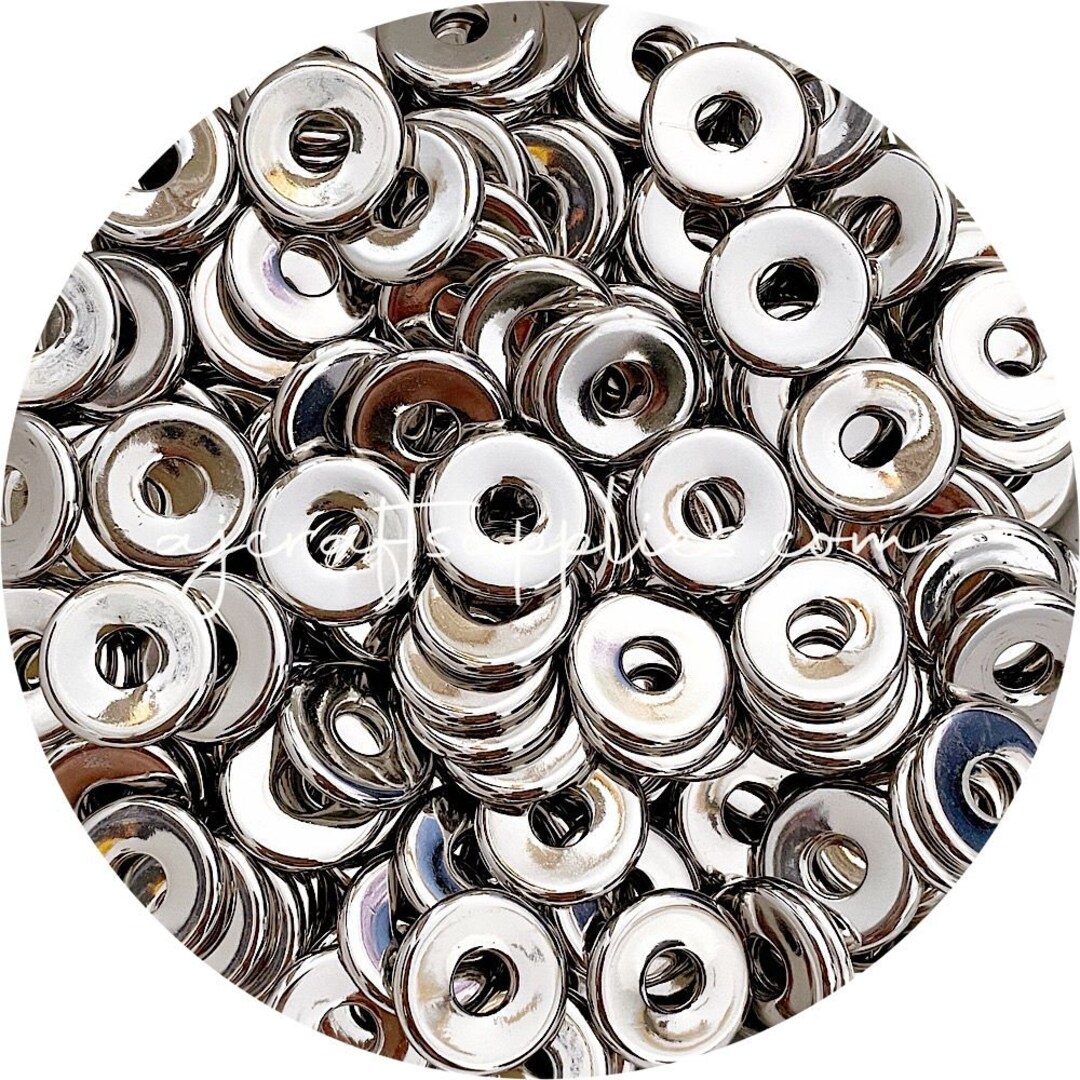 5x 20mm Flat Coin Acrylic Beads SILVER Top Quality Disc Saucer Beads
