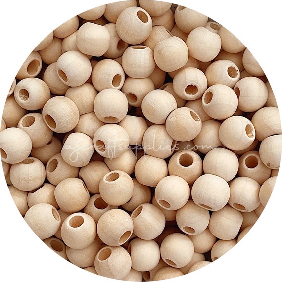Premium 15mm LARGE HOLE Natural Wood Beads X5 , Top Quality