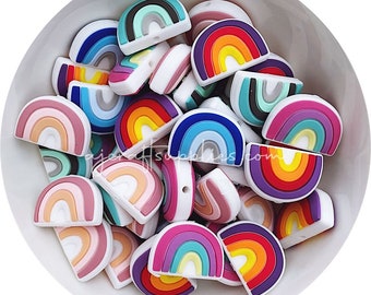 Rainbow Arch Silicone Beads - CHOOSE YOUR COLOUR - Pack of 2 | Premium Quality | Food Grade Silicone | Bead Supplies Australia | hope symbol