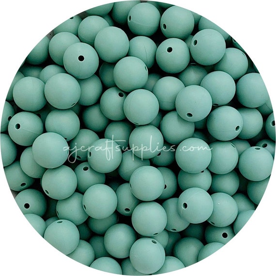 15mm Mint Speckled Silicone Beads, Green Blue Round Silicone Beads