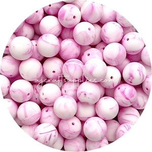 19mm round Silicone Beads - Strawberry PINK MARBLE - Pack of 5 , Premium Quality , Food Grade Silicone BPA Free , Bead Supplies Australia