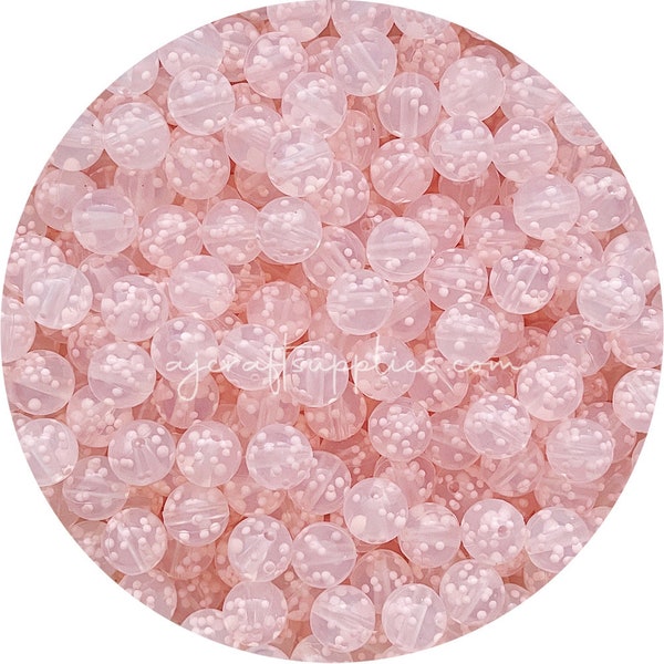 Premium 12mm round Silicone Beads - BLUSH pink SPECKLED - x10 , Top Quality , Food Grade Craft Supplies Australia , Sprinkled Confetti Beads